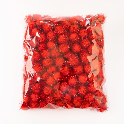 DIY handmade red pompoms
