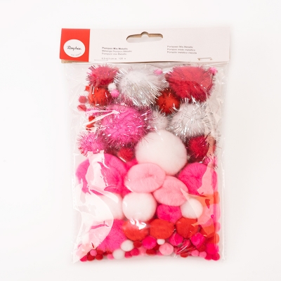 DIY hand-created colorful series of pompoms
