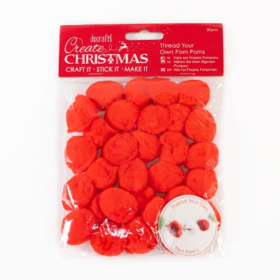 Christmas red white pompoms