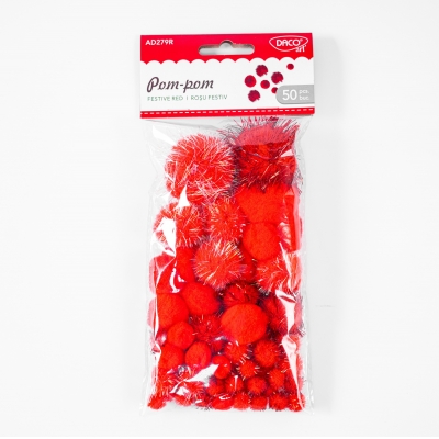 DIY handmade red pompoms for Christmas