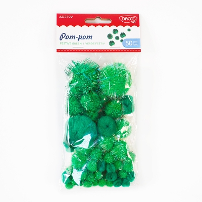 DIY handmade green pompoms for Christmas
