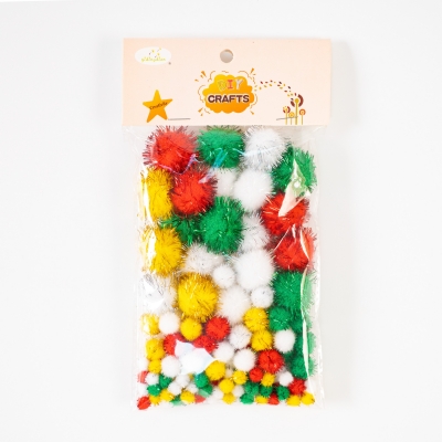 DIY handmade glitter pompoms kit for Christmas
