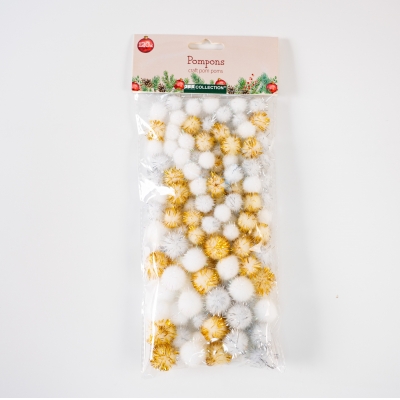 DIY handmade glitter pompoms kit for Christmas