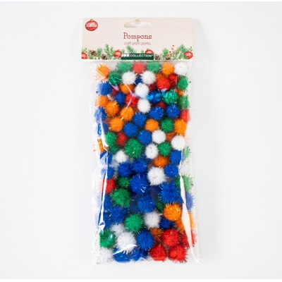 DIY handmade glitter pompoms kit for Christmas